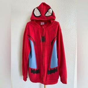 Spiderman Red and Blue Kids Full Zip Jacket With Hoodie size Large